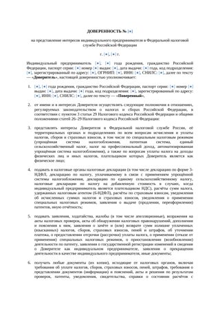 Доверенность в ФНС от ИП — превью
