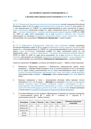 Акт возврата квартиры — превью