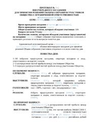 Протокол внеочередного заседания общего собрания участников ООО (выплата дивидендов) — превью