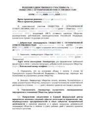 Решение единственного участника ООО (добровольная ликвидация) — превью