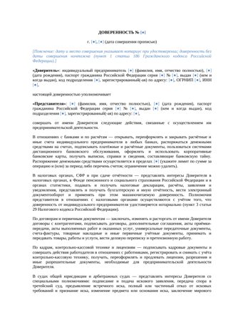 Генеральная доверенность от индивидуального предпринимателя — превью